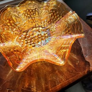 Frosted Amber Carnival Glass Depression Glass